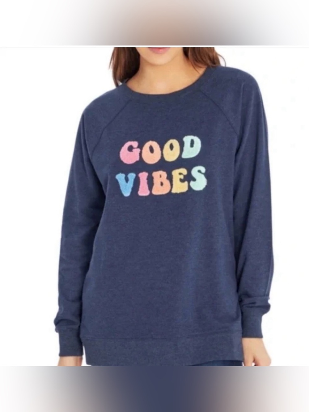 Wildfox navy Good Vibes crewneck sweatshirt S
